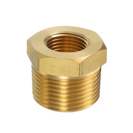 sourcing map 1Pcs 3/4 BSPT Male x 3/8 NPT Female Brass Reducer Hex Bushing Threaded Pipe Fitting, Brass Threaded Pipe Fitting Adapter for Water, Gas, Oil Pipeline Systems