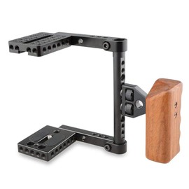 camvate DSLR Camera Cage Aluminum Alloy Wood Handle with Grip for Canon, Nikon, Sony Camera Shooting Kit