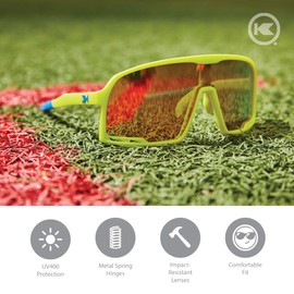 Knockaround Campeones Wraparound Sunglasses for Men and Women - Performance Lenses with Full UV400 Protection, Rubberized High Voltage, One Size