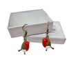 Robin bird dangle earrings hand resin enamelled in gift box.