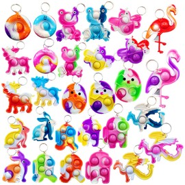 colorbopop 30 Packs Bulk Mini pop Set Fidget Bubble Silicone Keychain ，Sensory Squeeze Stress Reliever Small Toy for Party Favors,Classroom Student Boys Girls Welcome Birthday Small Gifts.