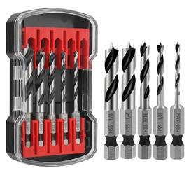 10PCS Brad Point Drill Bit Set for Woodworking, HSS 1/4" Hex Shank, Quick Change, 2.3-Inch Short Shank for Precision Holes in Hardwood & Softwood, Anti-Wander Design, Includes Storage Case