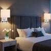 HomeFocus-Bedside Wall Sconces,Dimmable Wall Light with Outlet and Dual USB