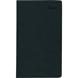 Zettler - Pocket Planner 2025 Black, 9.5 x 16 cm, Pocket Calendar with 64 Pages in Plastic Sleeve, 1 Week on 1 Page, Separate Address Book, Week Counting, Moon Phases and German Calendar