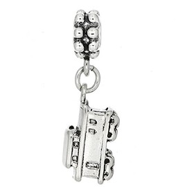 LGU Sterling Silver 3D Train Caboose Dangle Bead Charm