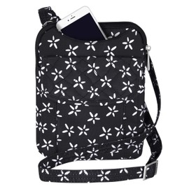 Travelon Anti-Theft Signature Slim Pouch (A B/W SMALL FLOWER PRINT)