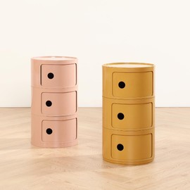 COZYMATIC 3 Tier Round Nightstand with Storage, Modern Style Side Table, Small Cupboard Cabinet with 3 Drawers for Living Room, Bedroom, Bathroom, Narrow Space, Yellow, Pink (Yellow)