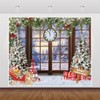 Merry Christmas Backdrops for Photoshoot 10x8ft Window Xmas Clock Winter