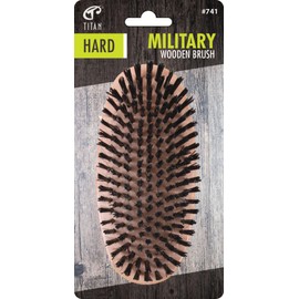 TITAN Hard Wooden Brush for Men and Women – Soft Bristles for Fine to Medium Hair – Use for Detangling, Smoothing, Wave Styles, Soft on Scalp, Restore Shine and Texture HARD MILITARY BRUSH