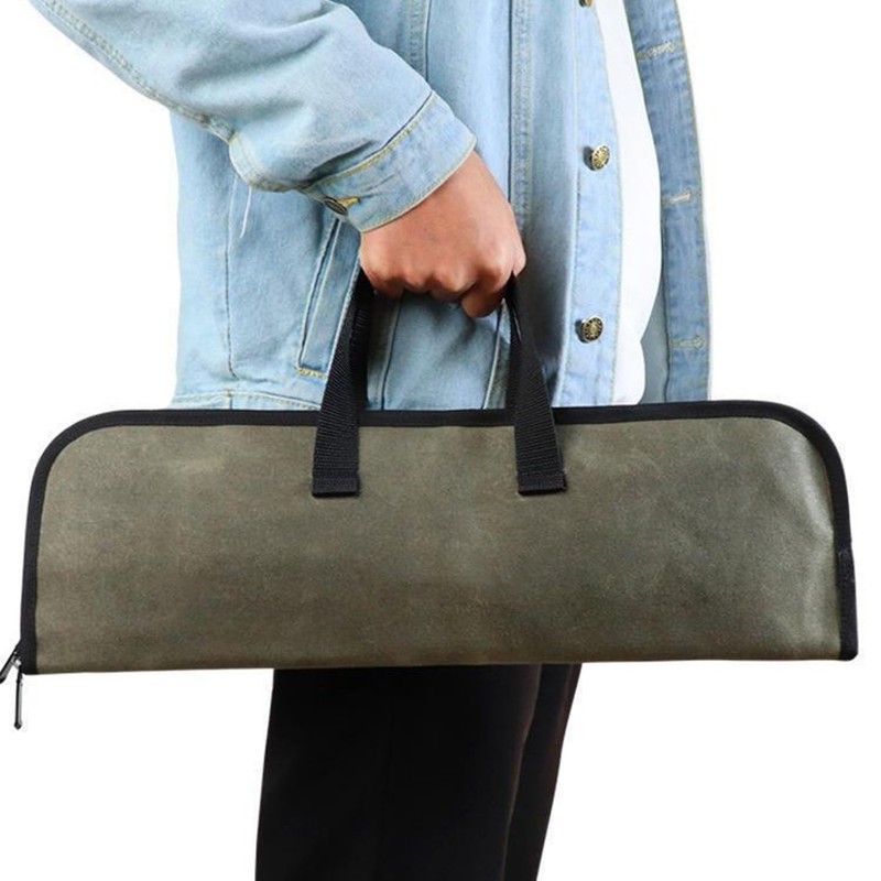 Zisqerts Heavy Duty Knife Roll for Chefs - Waxed Canvas