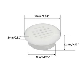 TOP-VIGOR 20Pcs 30mm Round Air Vent Cover, Plastic Round Mesh Hole Air Vent Louver Covers for Cupboards, Cabinet, Wardrobe