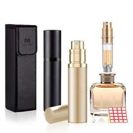 TOPTHY Perfume Atomizer, TSA Approved Travel Perfume Bottle Refillable, 5ml Portable Mini Refillable Cologne Dispenser for Men and Women 0.17oz (Black + Champagne Gold)