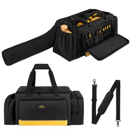 Chainsaw Carrying Case, Waterproof Foldable Chainsaw Storage Bag Compatible with Greenworks, Dewalt, EGO Power+ 14''/16''/18'' Chainsaws and Cordless Chainsaw, Black&Yellow