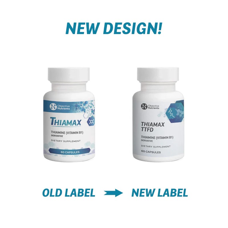 Objective Nutrients Thiamax Vitamin B1 (Thiamine TTFD) Capsules, 100mg, 60