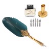 Feather Pen and Ink Set with 5 Interchangeable Nibs for