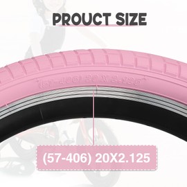 ZUKKA 20 x 2.125 Bike Tire 2 Pack 20 Inch Bike Tire Folding Replacement Tire for Kids Bike MTB Mountain Bike, BMX Bicycle (20x2.125 Inch / 2 Pack/Pink)