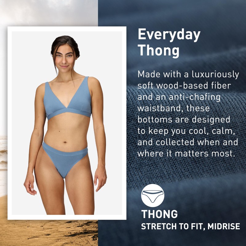 ExOfficio Women's Everyday Thong – Breathable, Lightweight Travel Underwear, Pond