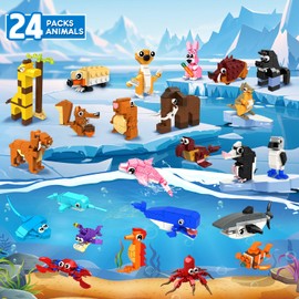 HOGOKIDS 24 Pack Large Building Set Party Favors for Kids – 1000 PCS Mini Blocks Toy to Build Realistic Animals, Goodie Bag Stuffers Classroom Prizes Easter Birthday Gifts for Boys Girls Ages 6-12