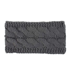 Women Ear Warmer Headband Fleece Lined Winter Warm Knitted Thick Hairband Thermal Headbands Elastic Hair Wrap (Dark Grey)