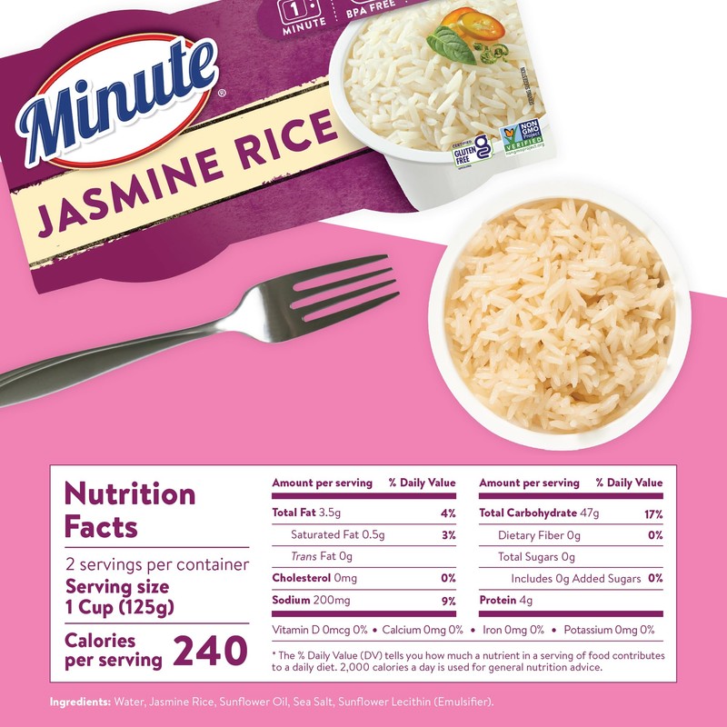 Minute Ready-to-Serve Jasmine Rice, Microwavable Rice Cups, 8.8-Ounce Cups (Pack