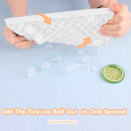 WIBIMEN Mini Ice Cube Trays, Upgraded Small Ice Cube Trays Easy Release, 104x4 PCS Tiny Ice Cube Tray Crushed Ice Tray for Chilling Drinks Coffee Juice(4Pack White Ice trays & Ice Bin & Ice Scoop)