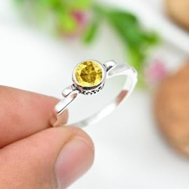 Gelber Saphir im Labor gezüchtet Edelstein Bandring 925 Sterling Silber Bandring Männer & Frauen Bandring alle Größen Handarbeit Jewerly TSR1232AP_21 (67 (21.3))