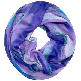 Gloop Loop Tube Scarf for Women Scarf Silky Airy Light with Colourful Pattern Print, Lilac, Unit size