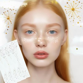 6pcs Glitter Freckles Face Tattoo, Sparkle Freckle Tattoo, Gold & Sliver Freckles Temporary Face Tattoos Sweatproof Waterproof Fake Freckles Professional Make Up Dancer Costume Parties (Sliver)