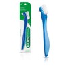 GUM Denture Brush - Dual Headed Hard Bristle Toothbrush for