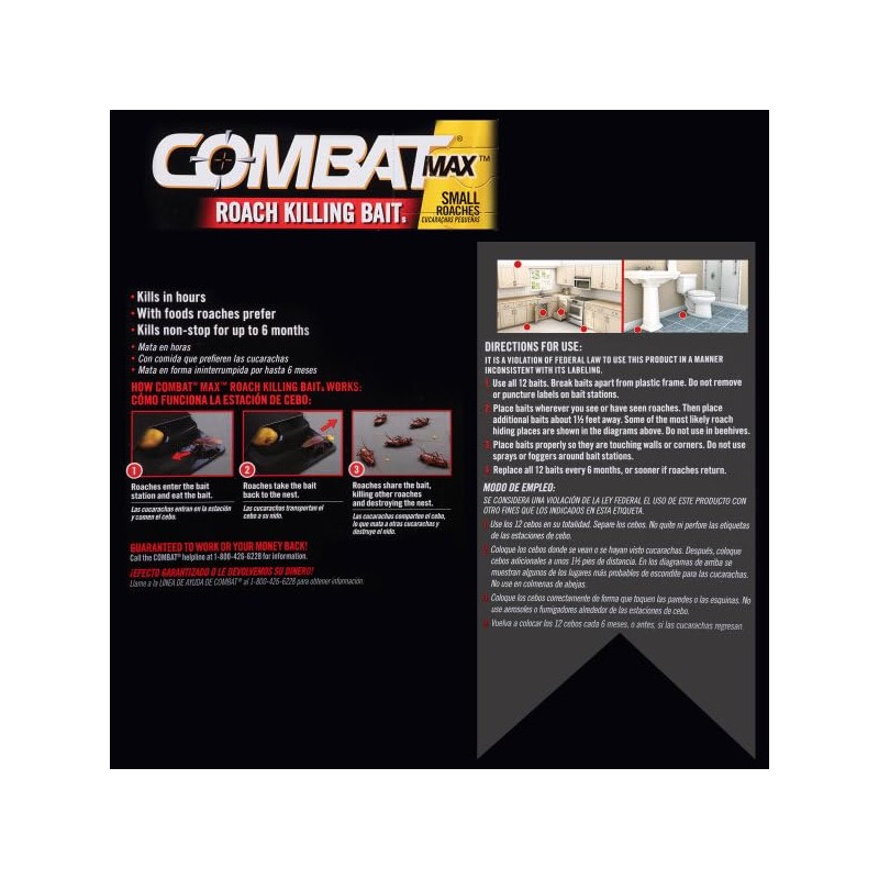 Combat 51910 Small Roach Bait, 12 Per Pack