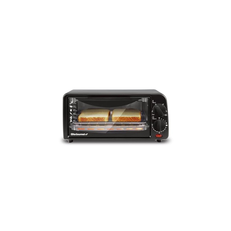 Elite Gourmet 2-Slice Toaster Oven Aluminum,Glass,Plastic Black