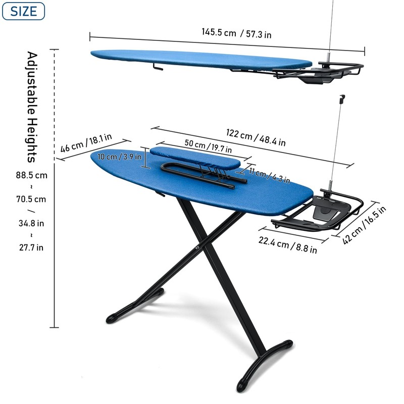 Duwee 18"x48" Deluxe Ironing Board with Retractable Iron Rest,Extra Wide