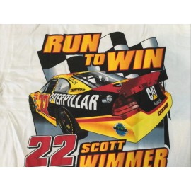 Racing Champions 2003 Vintage NASCAR Shirt Caterpillar Racing Scott Wimmer NOS jumbo print large
