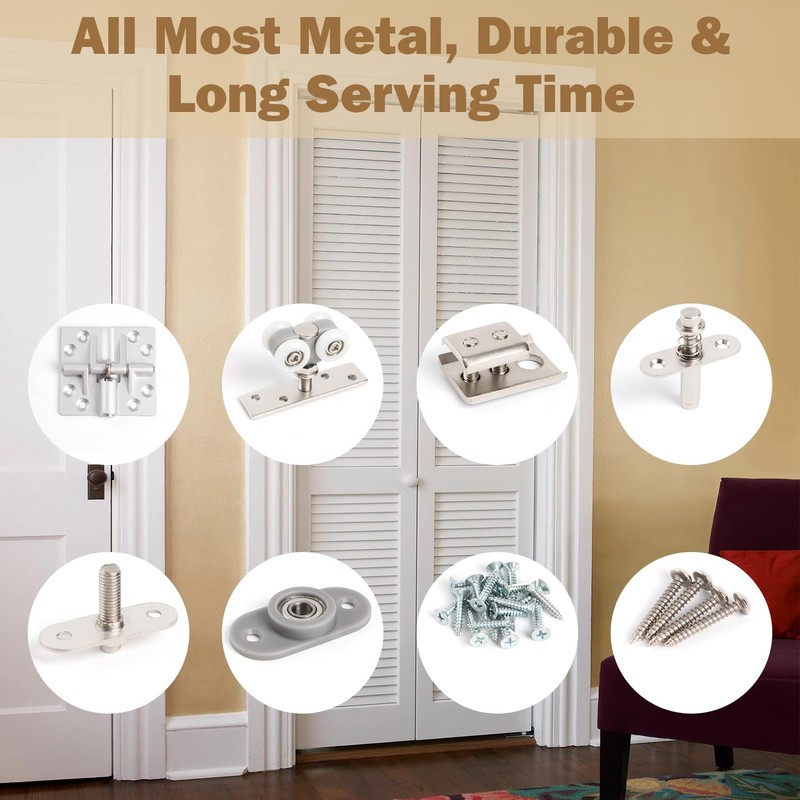 HBL' 2 Pack Bifold Door Hardware Kits, Bi-fold Door Hardware
