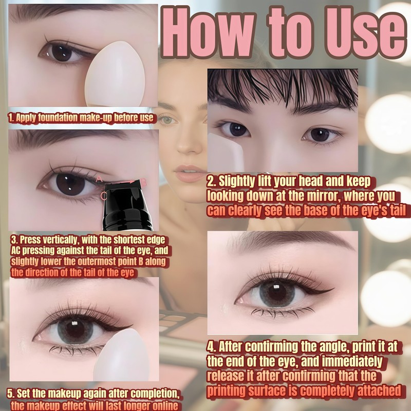 Foldable Eyeliner Stamp for Beginners, 2026 New One-Piece Eyeliners Stamp