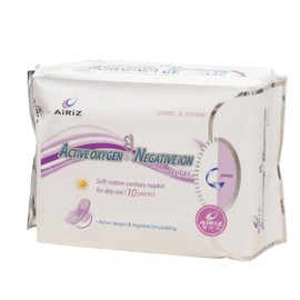 Tiens AiRiZ Soft Cotton Sanitary Pack of 10 Active Oxygen and Negative Ion Sanitary Carrier - High Quality - Comfort and Safety Guaranteed - Daily Food