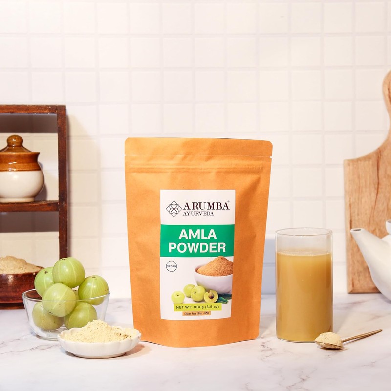 Arumba Ayurveda Amla Powder (Phyllanthus emblica), Indian Gooseberry Powder, Rich