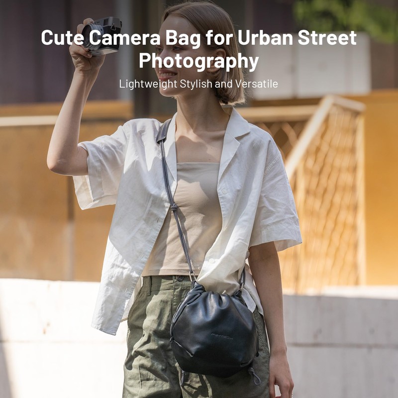 PGYTECH OneGo Drawstring Small Camera Bag, Leather Soft Camera Pouch