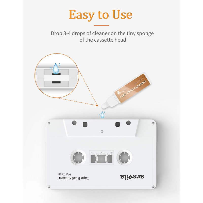 Arsvita Audio Cassette Head Cleaner, Tape Cleaning Kit for Home/Portable/Car