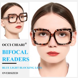 OCCI CHIARI Bifocal Blue Light Reading Glasses for Women 3.5 Stylish Large Readers 1.0 1.25 1.5 1.75 2.0 2.25 2.5 2.75 3.0 3.5 (Demi,3.50)