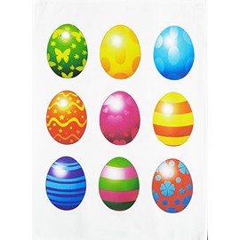 Half a Donkey Colourful Easter Egg Design Large Cotton Tea Towel