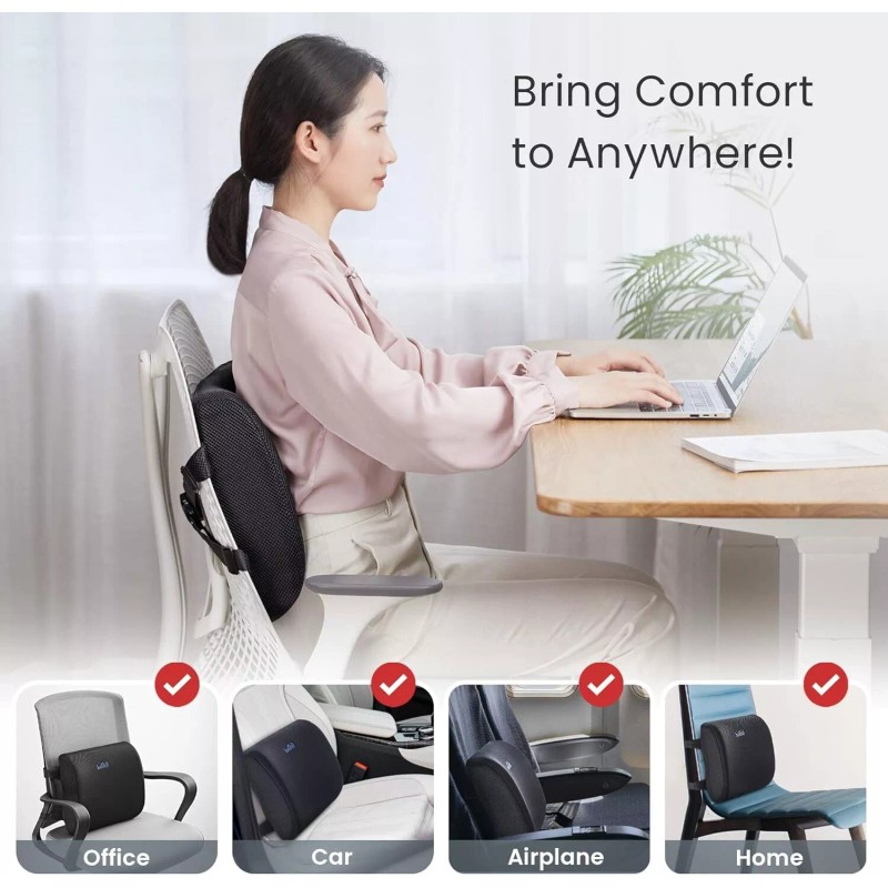 Lumbar Apoyo Volver Almohada Cojin Para Coche Oficina Silla Memoria