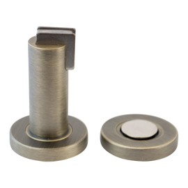 Stoppwerk Magnetic Door Stop - Antique-Look Stainless Steel Door Stopper incl. Fixing Material - Floor and Wall Mounting ø5cm H: 8.4cm