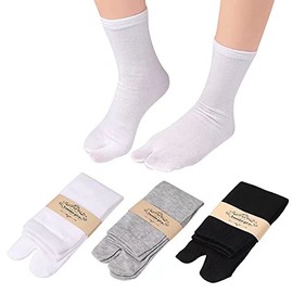 ZHEJIA Tabi Socks, 2 Toe Socks, 3 Pair Set, Women's, Men's Socks, Bunion Prevention, Antibacterial, Odor Resistant, Business Socks, Calf Socks, Tabi Socks, Finger Socks, White, Gray, Black, White,