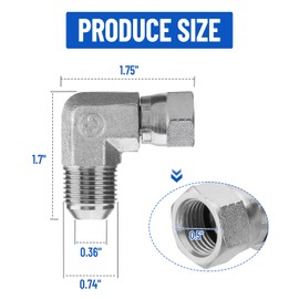 Racewill 5 Pack 90 Degree Elbow JIC 37° Hydraulic Fittings: 1/2" JIC Male x 3/8" JIC Female, with Protection Cover Hydraulic Hose Swivel Crimp Fittings