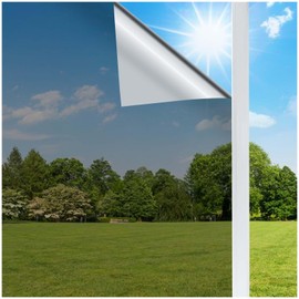 Coavas Window Privacy Film Window Tint One Way Window Film Sun Blocking Non-Adhesive Heat Control Mirror Static Cling Glare Reduction Anti UV Removable for Home Office Black 17.7x78.7 Inches