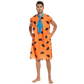 xianhsuxo Adult Costume Dress Family Cosplay Caveman Couple Costume Outfit (L,Orange)