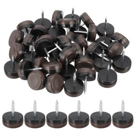 PATIKIL 0.87" Dia Chair Slides, 40 Pcs Nail on Furniture Glides Chair Leg Floor Protectors for Wooden Furniture, Table Feet, Carpet and Hardwood, Brown
