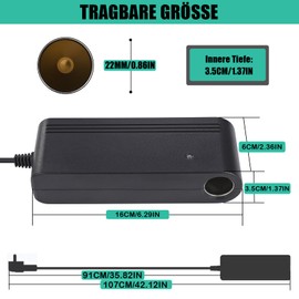 KFZ Netzadapter, 12V 10A AC-DC Spannungswandler 100-240V auf 12V 10A Wechselrichter mit Zigarettenanzünder Buchse, KFZ-Netzteil Adapter für Reifenfüller, Autokühlschrank, Autostaubsauger - 120W