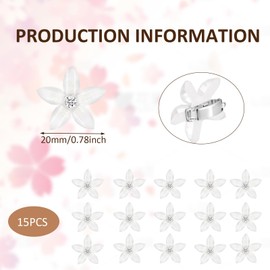 Hoxfly 15 Pcs Mini Flower Hair Clips, Cute Small Hair Claw Clips with Sparkling White Rhinestone, 2 cm Non-Slip Crystal Hair Pins for Wedding Party Daily Hair Styling Accessories
